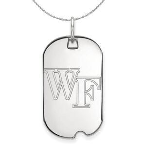 Sterling Silver Wake Forest U. Dog Tag Pendant Necklace - 24 Inch
